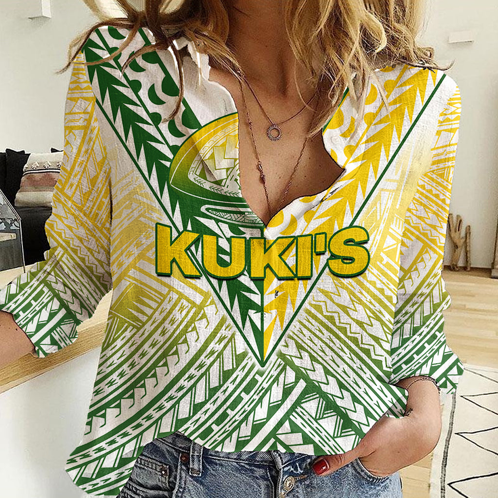 The Kuki's Cook Islands Rugby Women Casual Shirt Be Unique Vibe White - Vibe Hoodie Shop