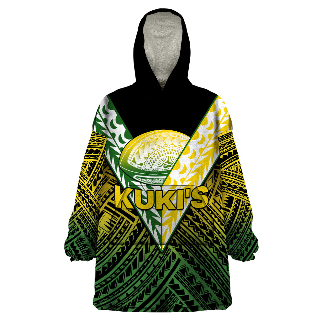 The Kuki's Cook Islands Rugby Wearable Blanket Hoodie Be Unique Vibe Black - Vibe Hoodie Shop