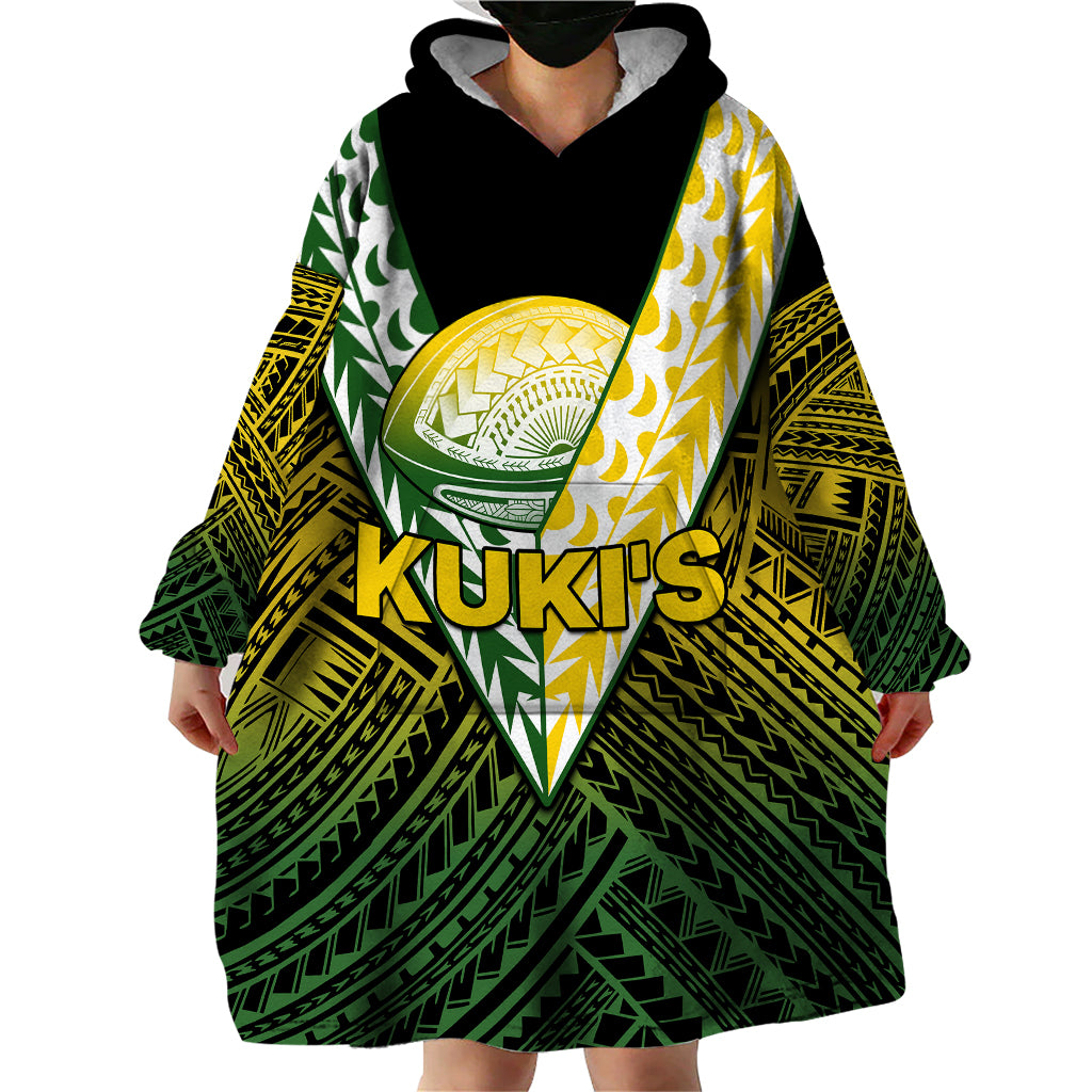 The Kuki's Cook Islands Rugby Wearable Blanket Hoodie Be Unique Vibe Black - Vibe Hoodie Shop