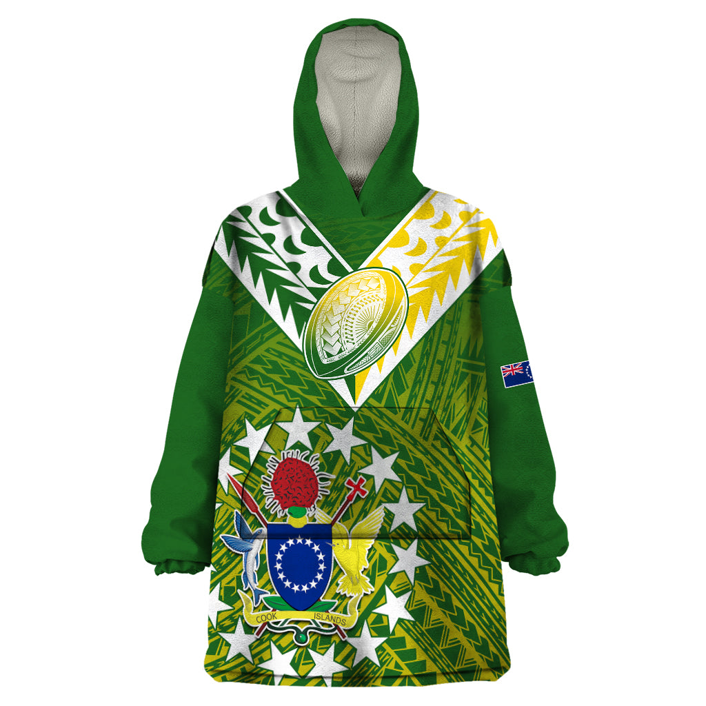 The Kuki's Cook Islands Rugby Wearable Blanket Hoodie Be Unique Vibe Green - Vibe Hoodie Shop