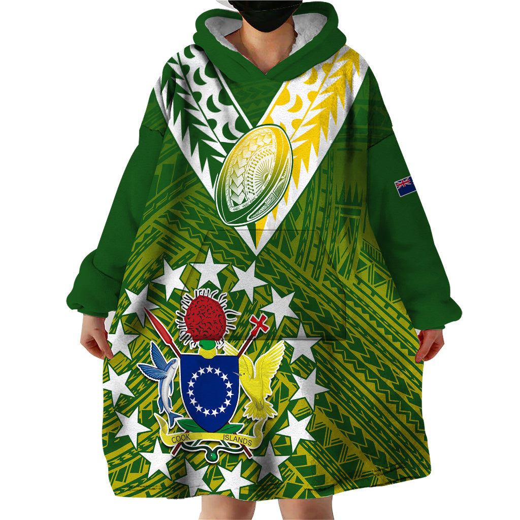 The Kuki's Cook Islands Rugby Wearable Blanket Hoodie Be Unique Vibe Green - Vibe Hoodie Shop