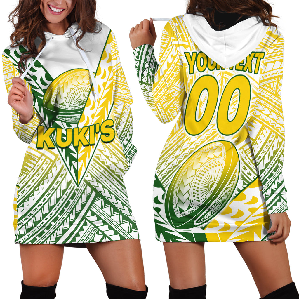 (Custom Text And Number) The Kuki's Cook Islands Rugby Hoodie Dress Be Unique Vibe White - Vibe Hoodie Shop