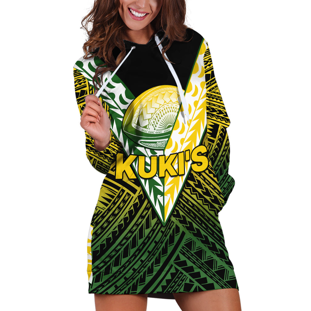 (Custom Text And Number) The Kuki's Cook Islands Rugby Hoodie Dress Be Unique Vibe Black - Vibe Hoodie Shop