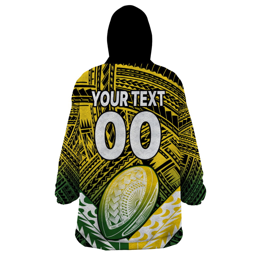 (Custom Text And Number) The Kuki's Cook Islands Rugby Wearable Blanket Hoodie Be Unique Vibe Black - Vibe Hoodie Shop