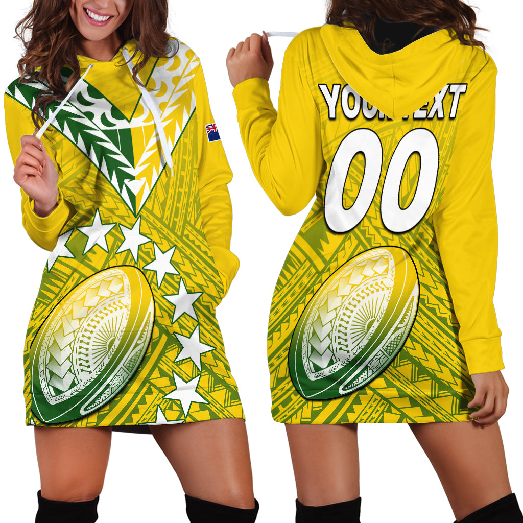 (Custom Text And Number) The Kuki's Cook Islands Rugby Hoodie Dress Be Unique Vibe Yellow - Vibe Hoodie Shop