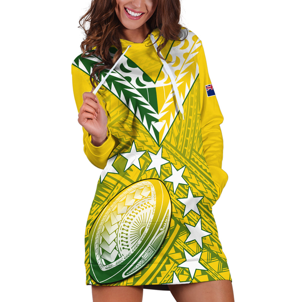 (Custom Text And Number) The Kuki's Cook Islands Rugby Hoodie Dress Be Unique Vibe Yellow - Vibe Hoodie Shop