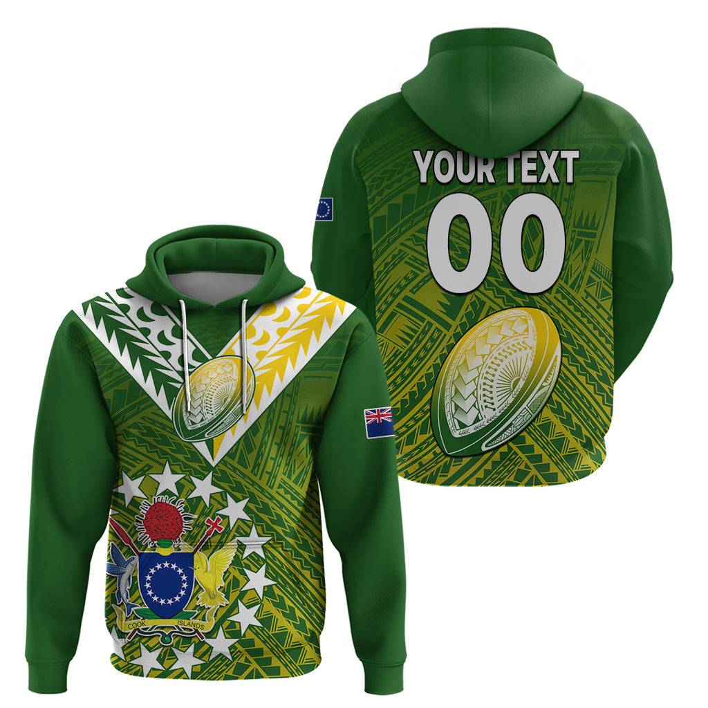 (Custom Text And Number) The Kuki's Cook Islands Rugby Hoodie Be Unique Vibe Green LT9 - Vibe Hoodie Shop