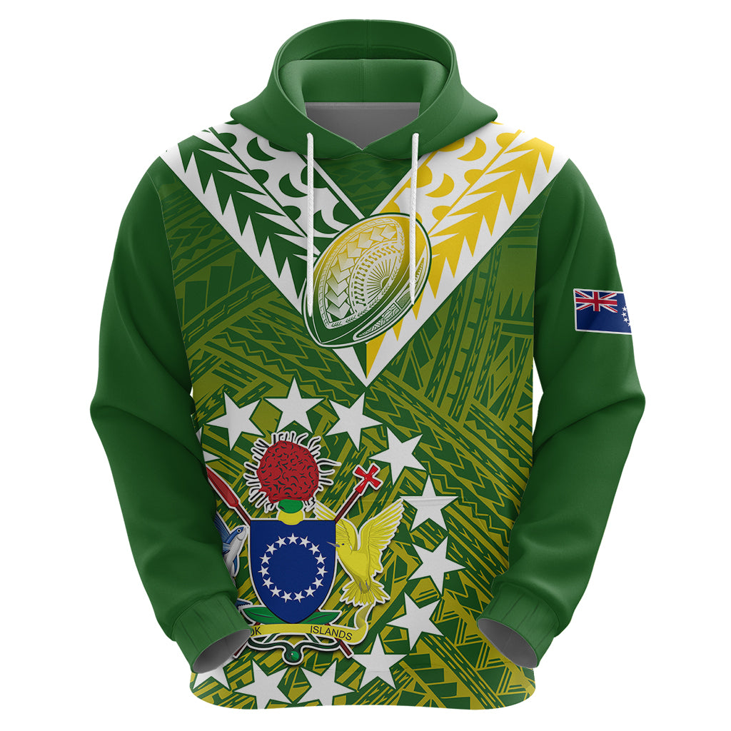 (Custom Text And Number) The Kuki's Cook Islands Rugby Hoodie Be Unique Vibe Green LT9 - Vibe Hoodie Shop