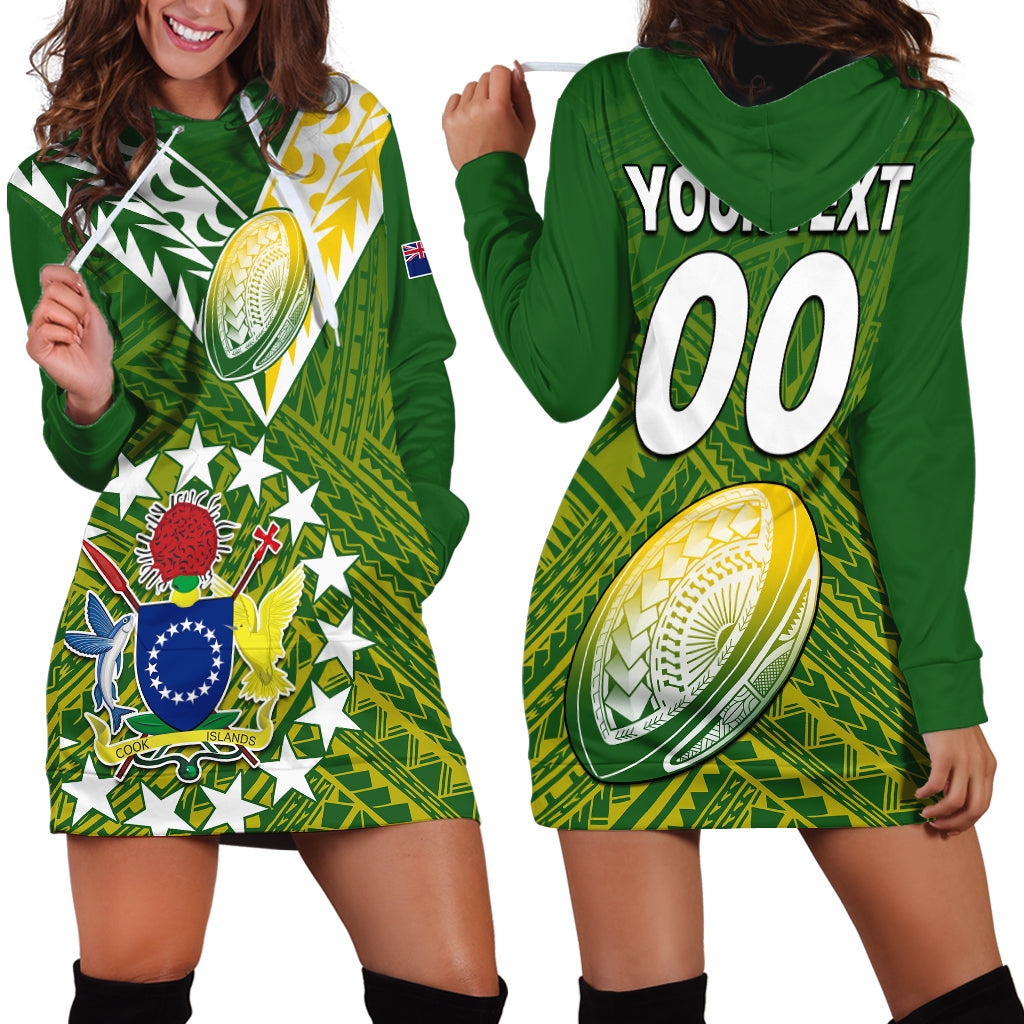 (Custom Text And Number) The Kuki's Cook Islands Rugby Hoodie Dress Be Unique Vibe Green - Vibe Hoodie Shop