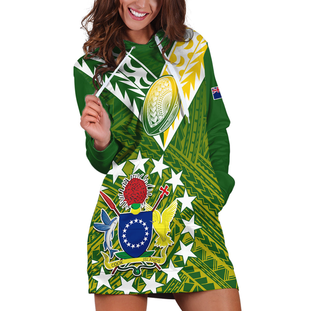 (Custom Text And Number) The Kuki's Cook Islands Rugby Hoodie Dress Be Unique Vibe Green - Vibe Hoodie Shop