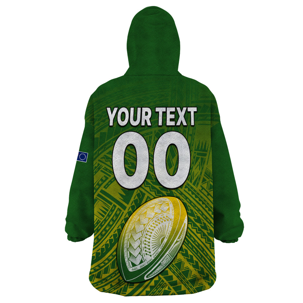 (Custom Text And Number) The Kuki's Cook Islands Rugby Wearable Blanket Hoodie Be Unique Vibe Green - Vibe Hoodie Shop