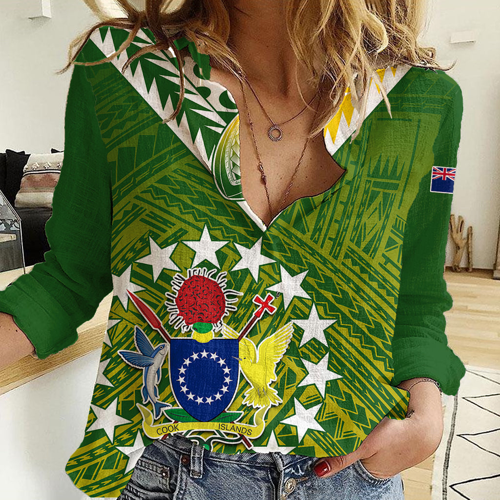 (Custom Text And Number) The Kuki's Cook Islands Rugby Women Casual Shirt Be Unique Vibe Green - Vibe Hoodie Shop