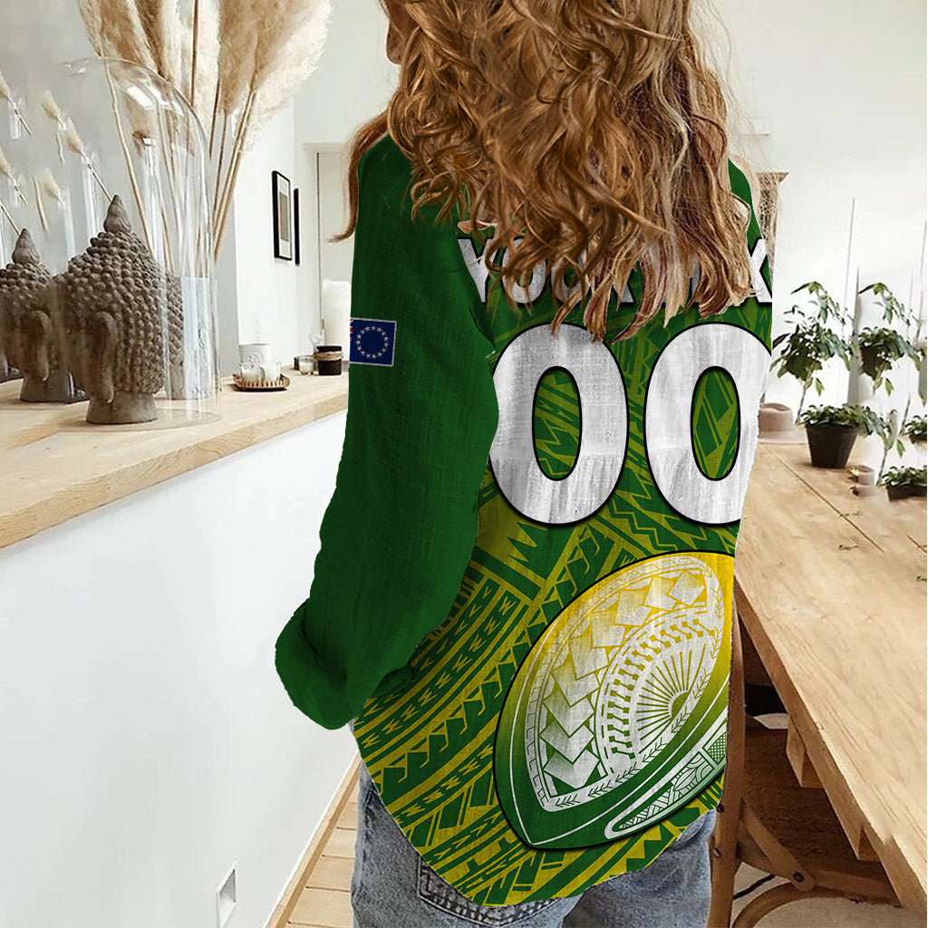 (Custom Text And Number) The Kuki's Cook Islands Rugby Women Casual Shirt Be Unique Vibe Green - Vibe Hoodie Shop