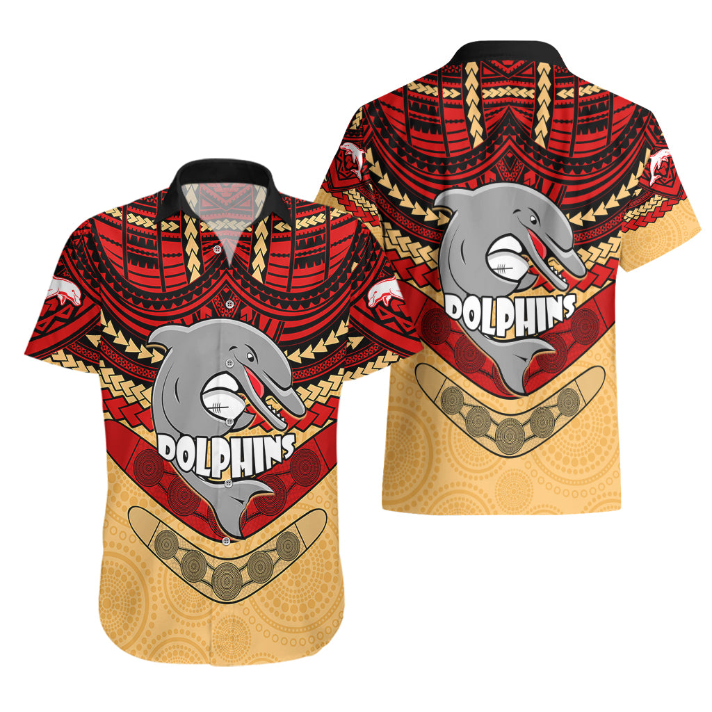 Dolphins Rugby Hawaiian Shirt Polynesian and Aboriginal Vibe - Vibe Hoodie Shop