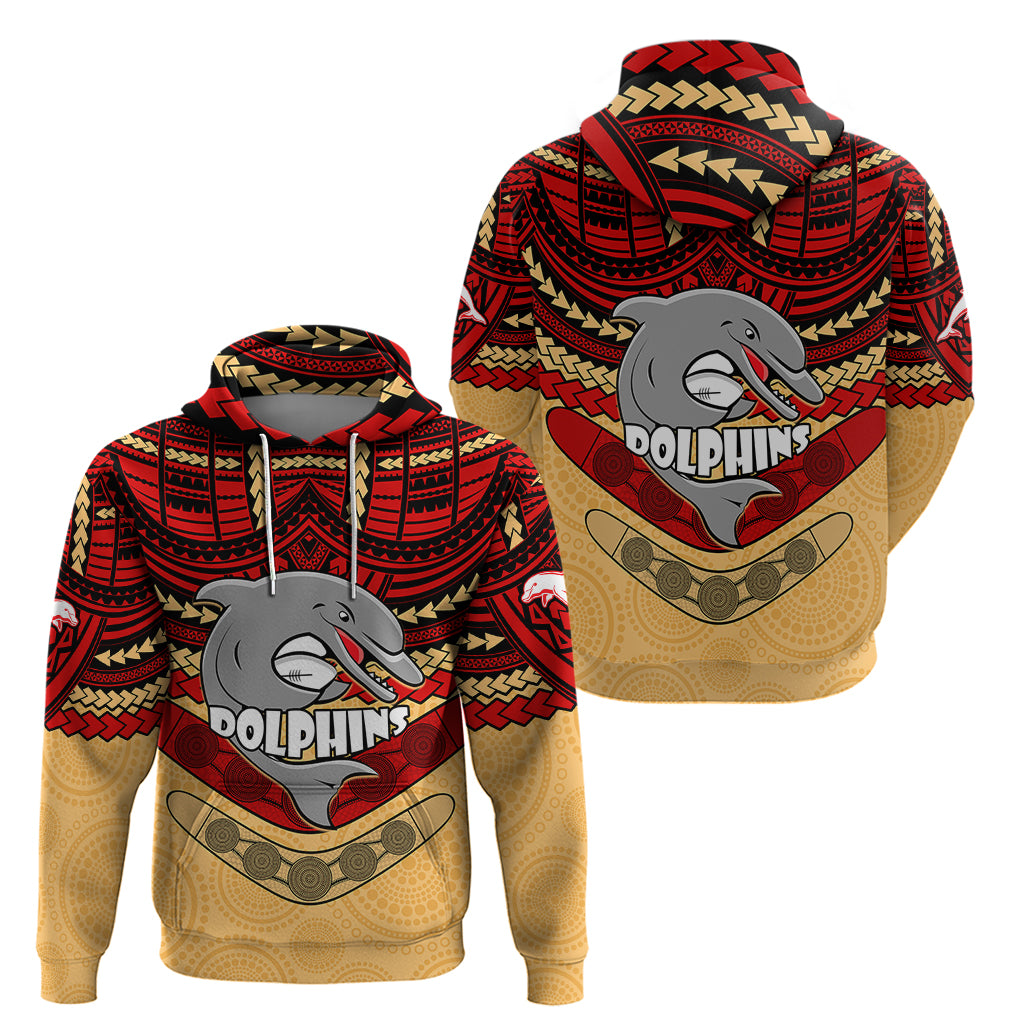 Dolphins Rugby Hoodie Polynesian and Aboriginal Vibe LT9 - Vibe Hoodie Shop