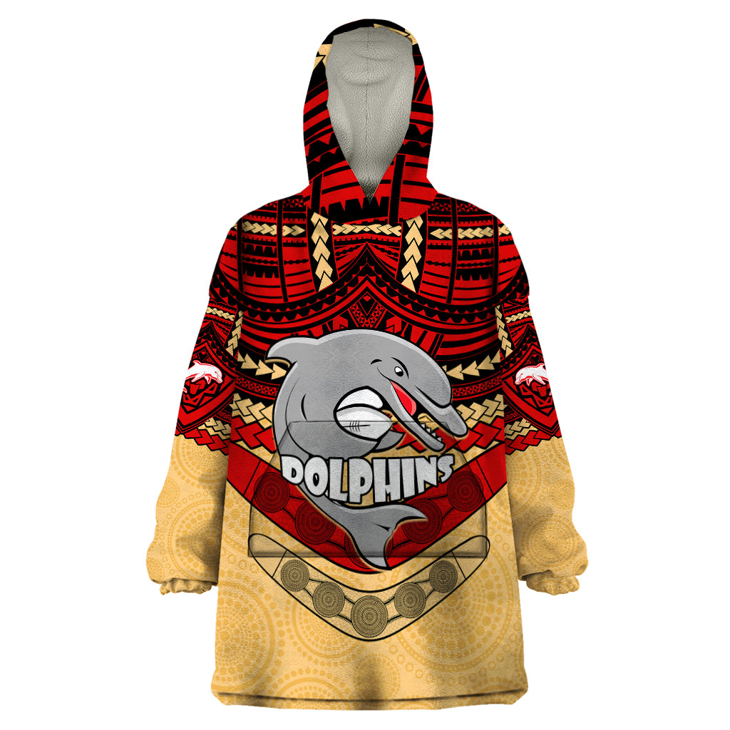 Dolphins Rugby Wearable Blanket Hoodie Polynesian and Aboriginal Vibe - Vibe Hoodie Shop