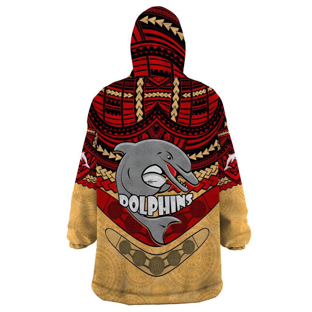 Dolphins Rugby Wearable Blanket Hoodie Polynesian and Aboriginal Vibe - Vibe Hoodie Shop