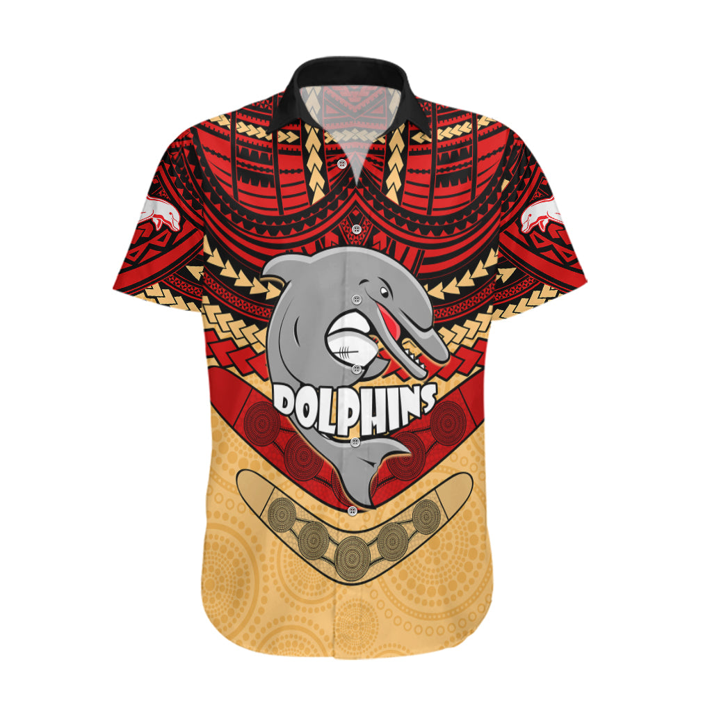 Custom Dolphins Rugby Hawaiian Shirt Polynesian and Aboriginal Vibe - Vibe Hoodie Shop