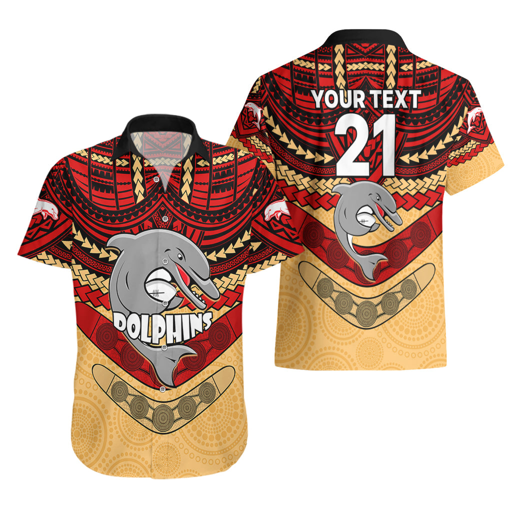 Custom Dolphins Rugby Hawaiian Shirt Polynesian and Aboriginal Vibe - Vibe Hoodie Shop