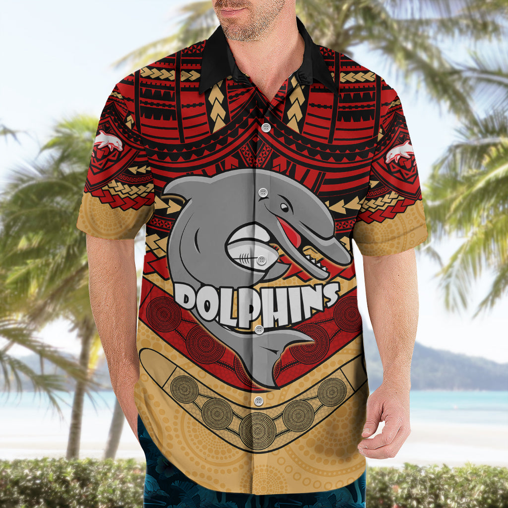 Custom Dolphins Rugby Hawaiian Shirt Polynesian and Aboriginal Vibe - Vibe Hoodie Shop