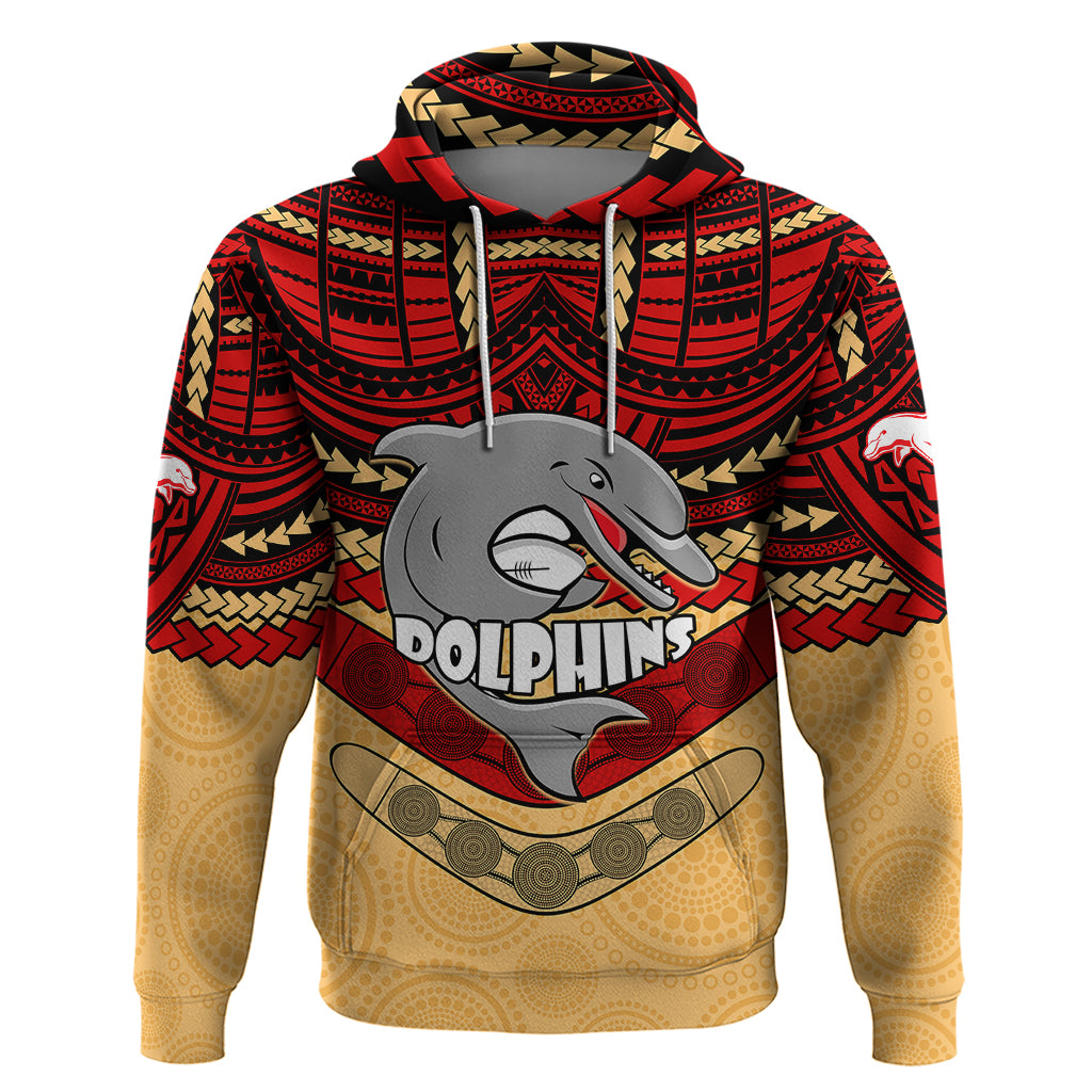Custom Dolphins Rugby Hoodie Polynesian and Aboriginal Vibe LT9 - Vibe Hoodie Shop