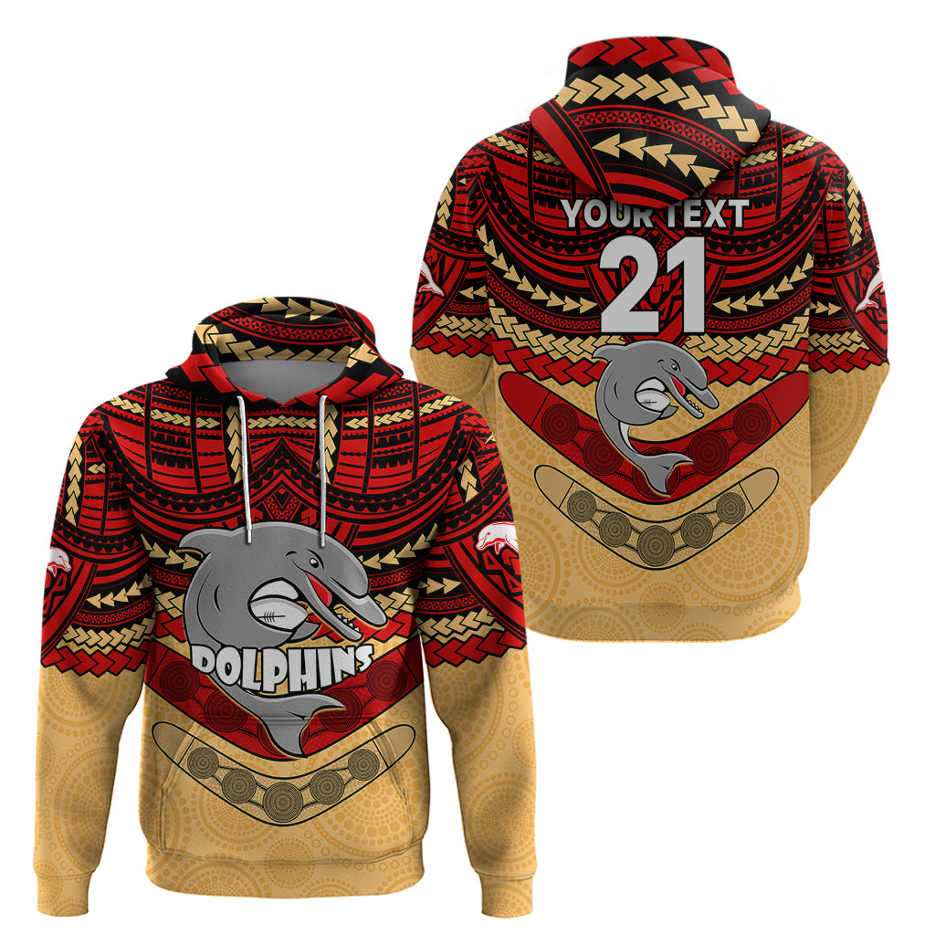 Custom Dolphins Rugby Hoodie Polynesian and Aboriginal Vibe LT9 - Vibe Hoodie Shop