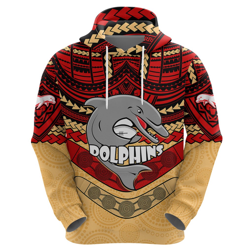 Custom Dolphins Rugby Hoodie Polynesian and Aboriginal Vibe LT9 - Vibe Hoodie Shop