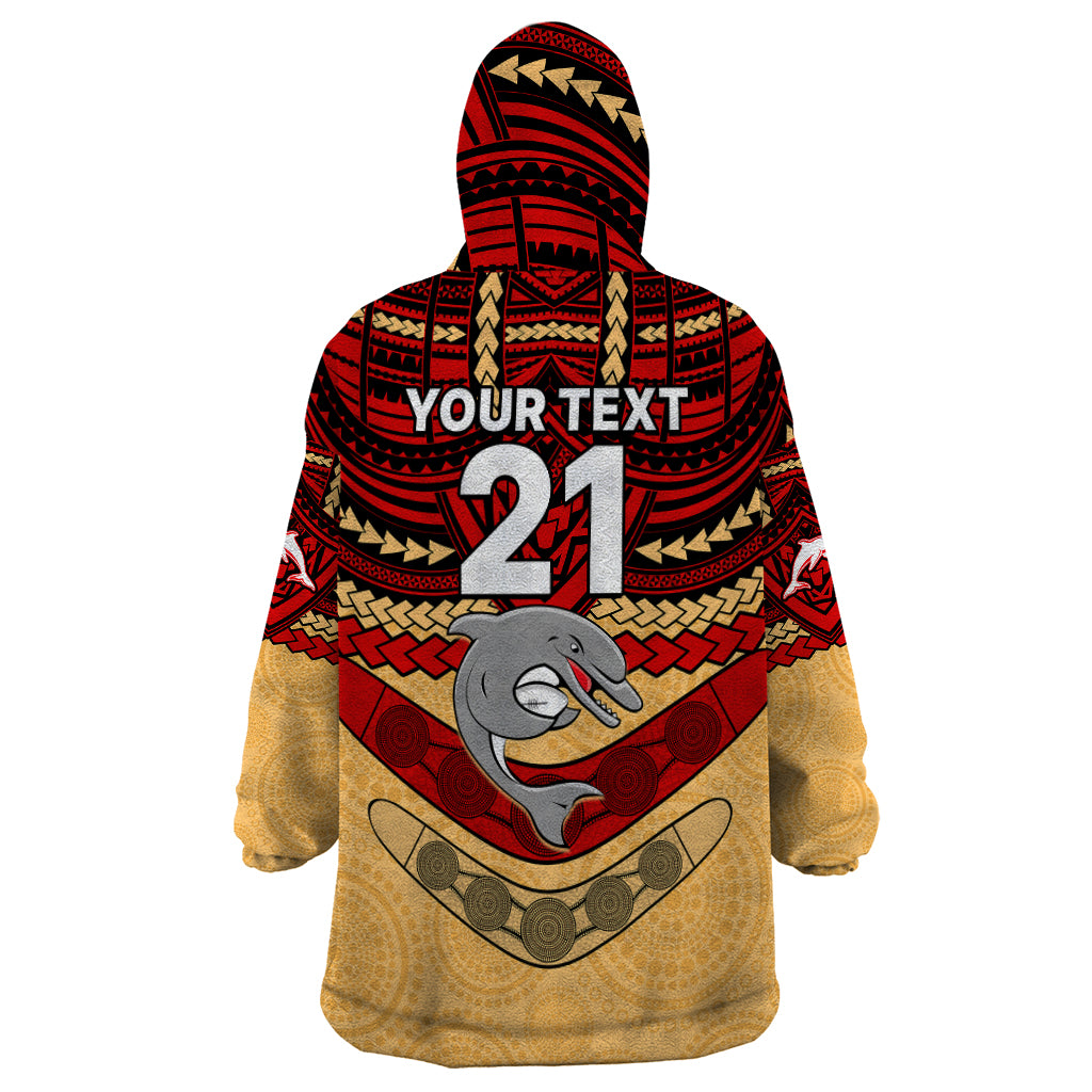 Custom Dolphins Rugby Wearable Blanket Hoodie Polynesian and Aboriginal Vibe - Vibe Hoodie Shop