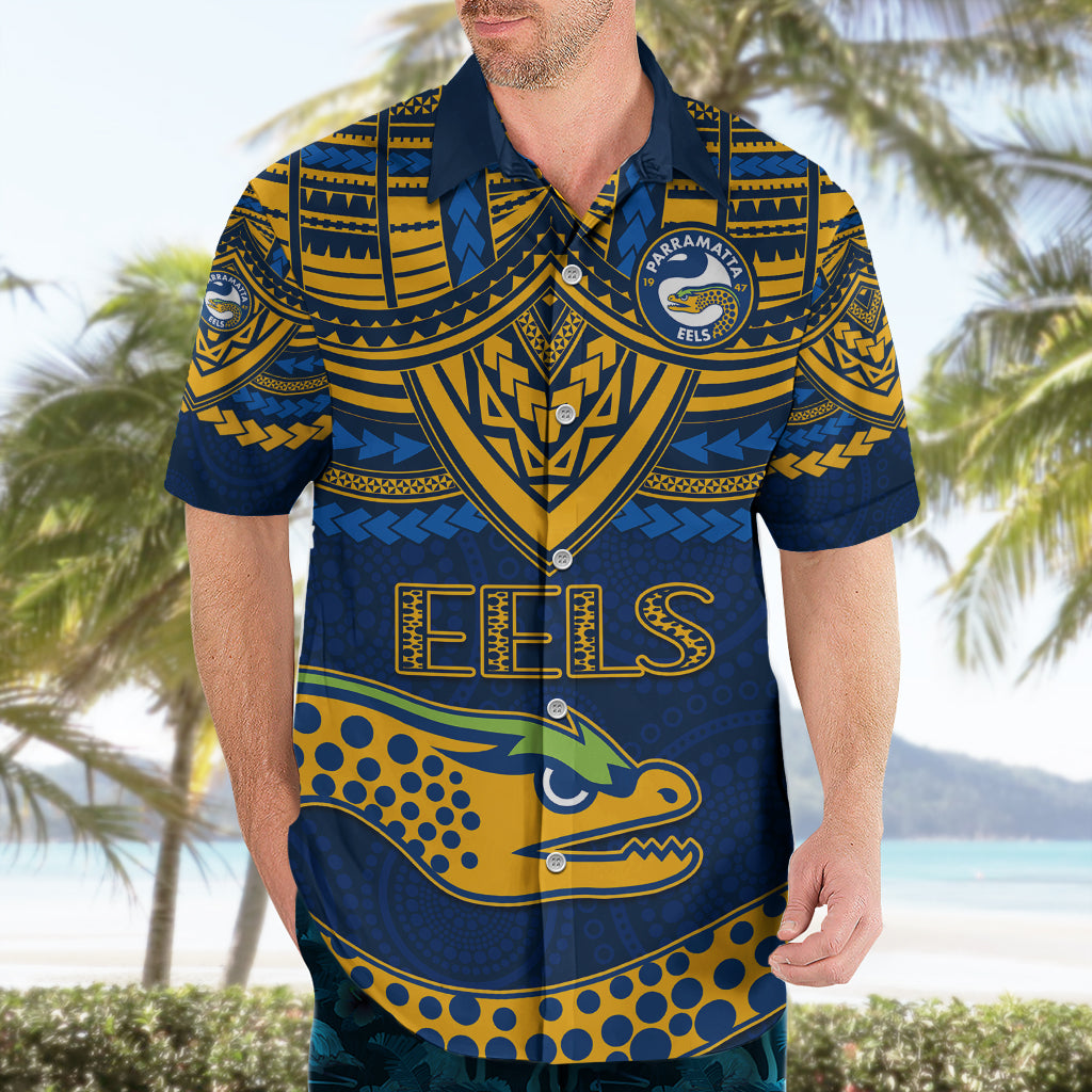 Custom Eels Rugby Hawaiian Shirt Polynesian and Aboriginal Vibe - Vibe Hoodie Shop