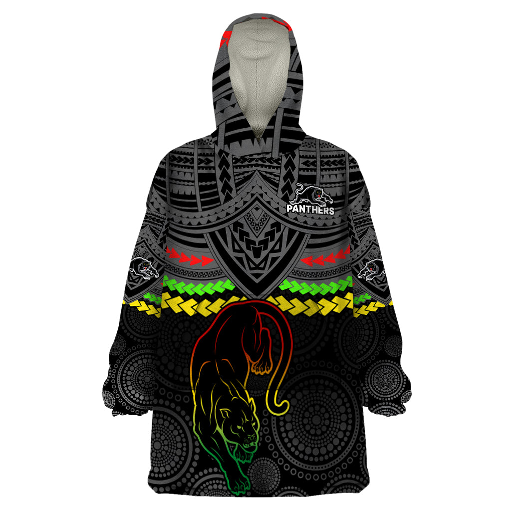 Panthers Rugby Wearable Blanket Hoodie Polynesian and Aboriginal Vibe - Vibe Hoodie Shop