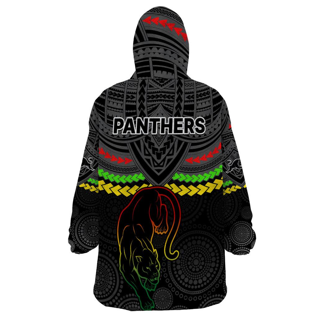 Panthers Rugby Wearable Blanket Hoodie Polynesian and Aboriginal Vibe - Vibe Hoodie Shop