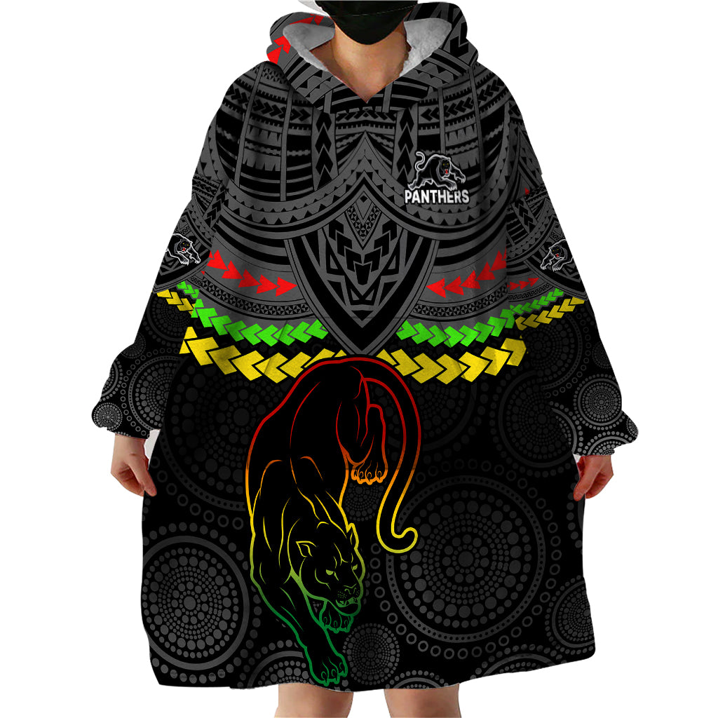 Panthers Rugby Wearable Blanket Hoodie Polynesian and Aboriginal Vibe - Vibe Hoodie Shop