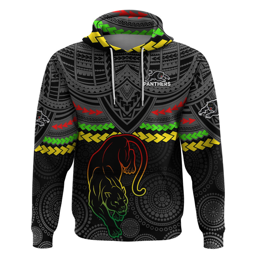 Custom Panthers Rugby Hoodie Polynesian and Aboriginal Vibe LT9 - Vibe Hoodie Shop