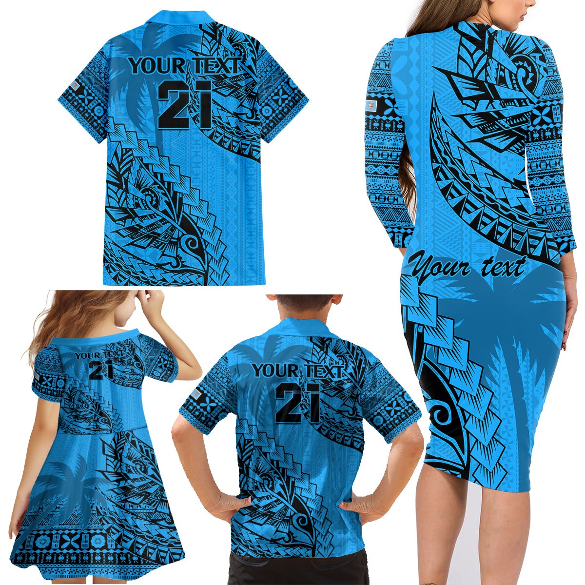 custom-fiji-rugby-family-matching-long-sleeve-bodycon-dress-and-hawaiian-shirt-kaiviti-fijian-tribal-world-cup-blue-no1