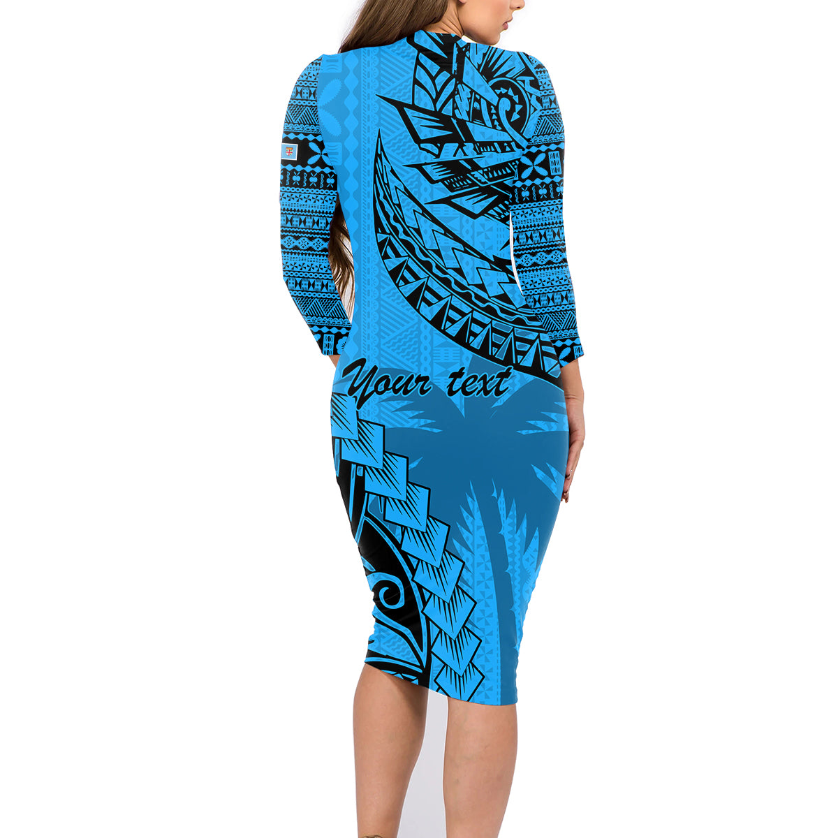 custom-fiji-rugby-family-matching-long-sleeve-bodycon-dress-and-hawaiian-shirt-kaiviti-fijian-tribal-world-cup-blue-no1