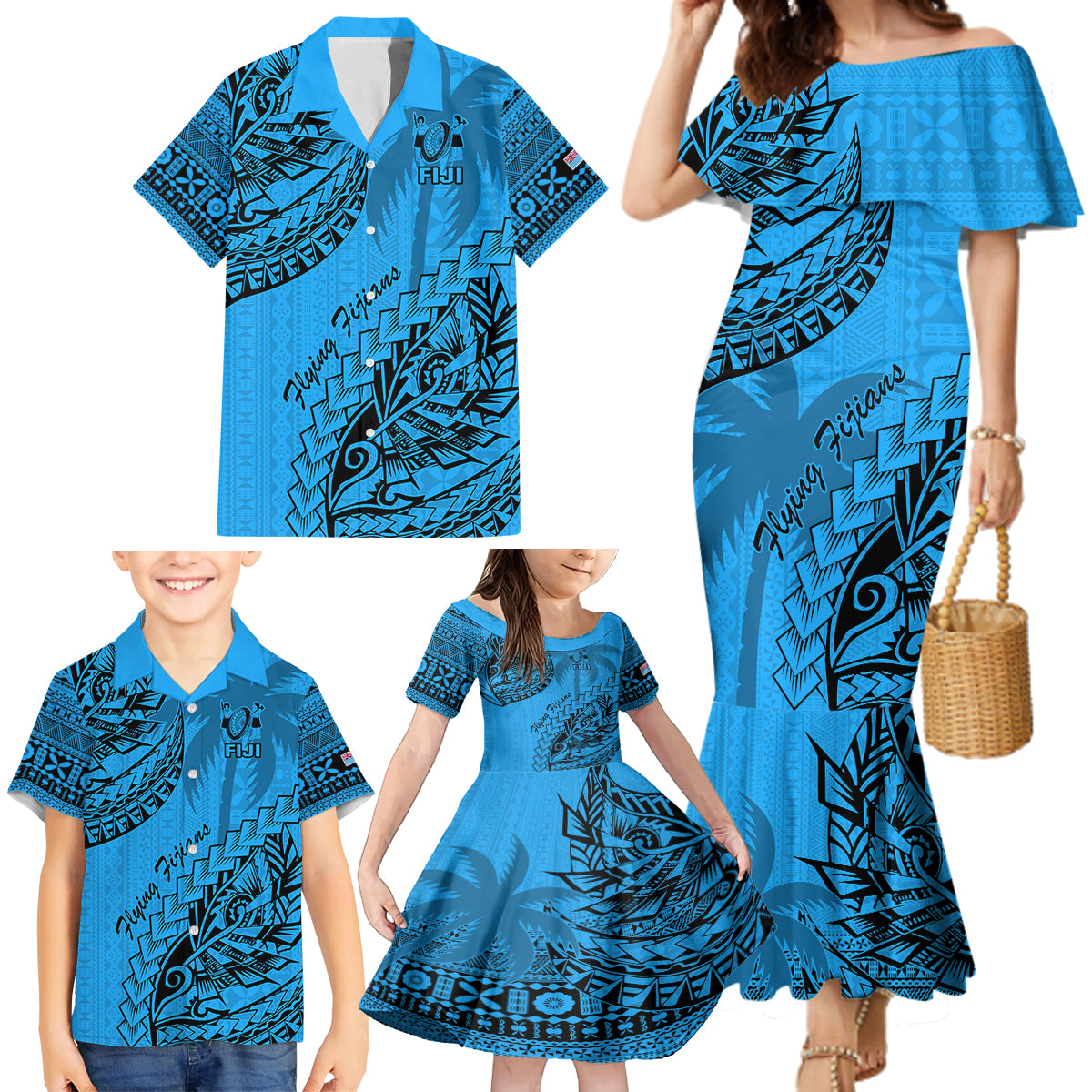 custom-fiji-rugby-family-matching-mermaid-dress-and-hawaiian-shirt-kaiviti-fijian-tribal-world-cup-blue-no1