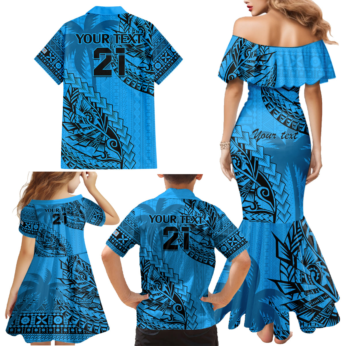 custom-fiji-rugby-family-matching-mermaid-dress-and-hawaiian-shirt-kaiviti-fijian-tribal-world-cup-blue-no1