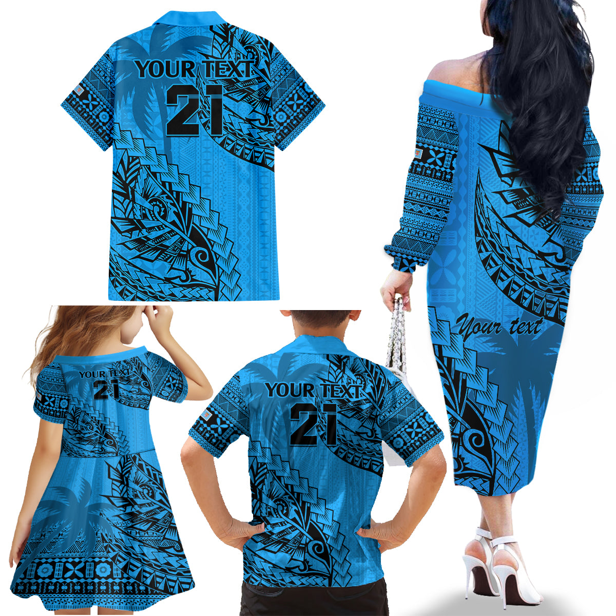 custom-fiji-rugby-family-matching-off-shoulder-long-sleeve-dress-and-hawaiian-shirt-kaiviti-fijian-tribal-world-cup-blue-no1