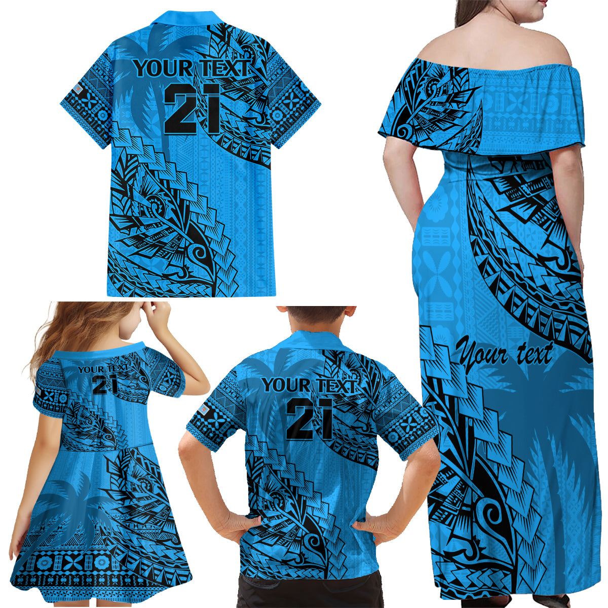 custom-fiji-rugby-family-matching-off-shoulder-maxi-dress-and-hawaiian-shirt-kaiviti-fijian-tribal-world-cup-blue-no1