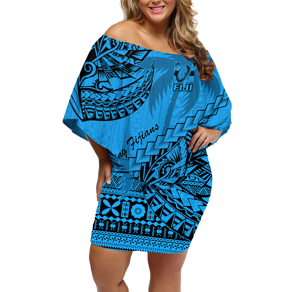 custom-fiji-rugby-family-matching-off-shoulder-short-dress-and-hawaiian-shirt-kaiviti-fijian-tribal-world-cup-blue-no1