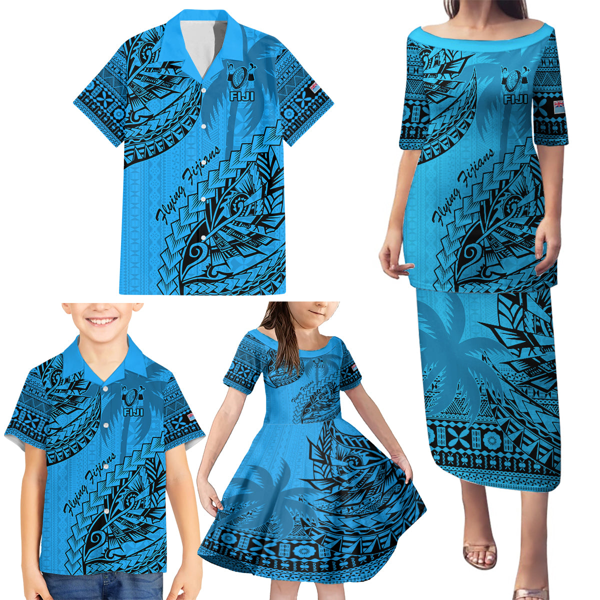 custom-fiji-rugby-family-matching-puletasi-dress-and-hawaiian-shirt-kaiviti-fijian-tribal-world-cup-blue-no1