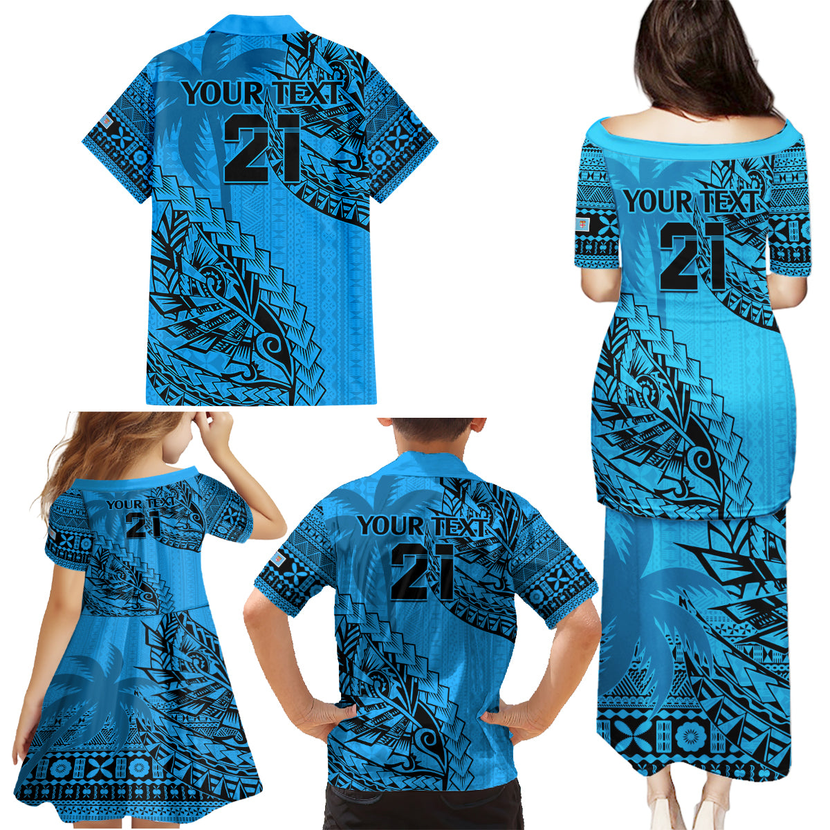 custom-fiji-rugby-family-matching-puletasi-dress-and-hawaiian-shirt-kaiviti-fijian-tribal-world-cup-blue-no1