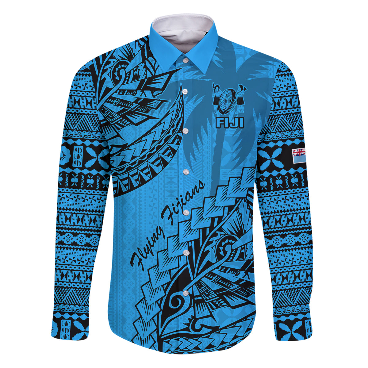 custom-fiji-rugby-family-matching-puletasi-dress-and-hawaiian-shirt-kaiviti-fijian-tribal-world-cup-blue-no1