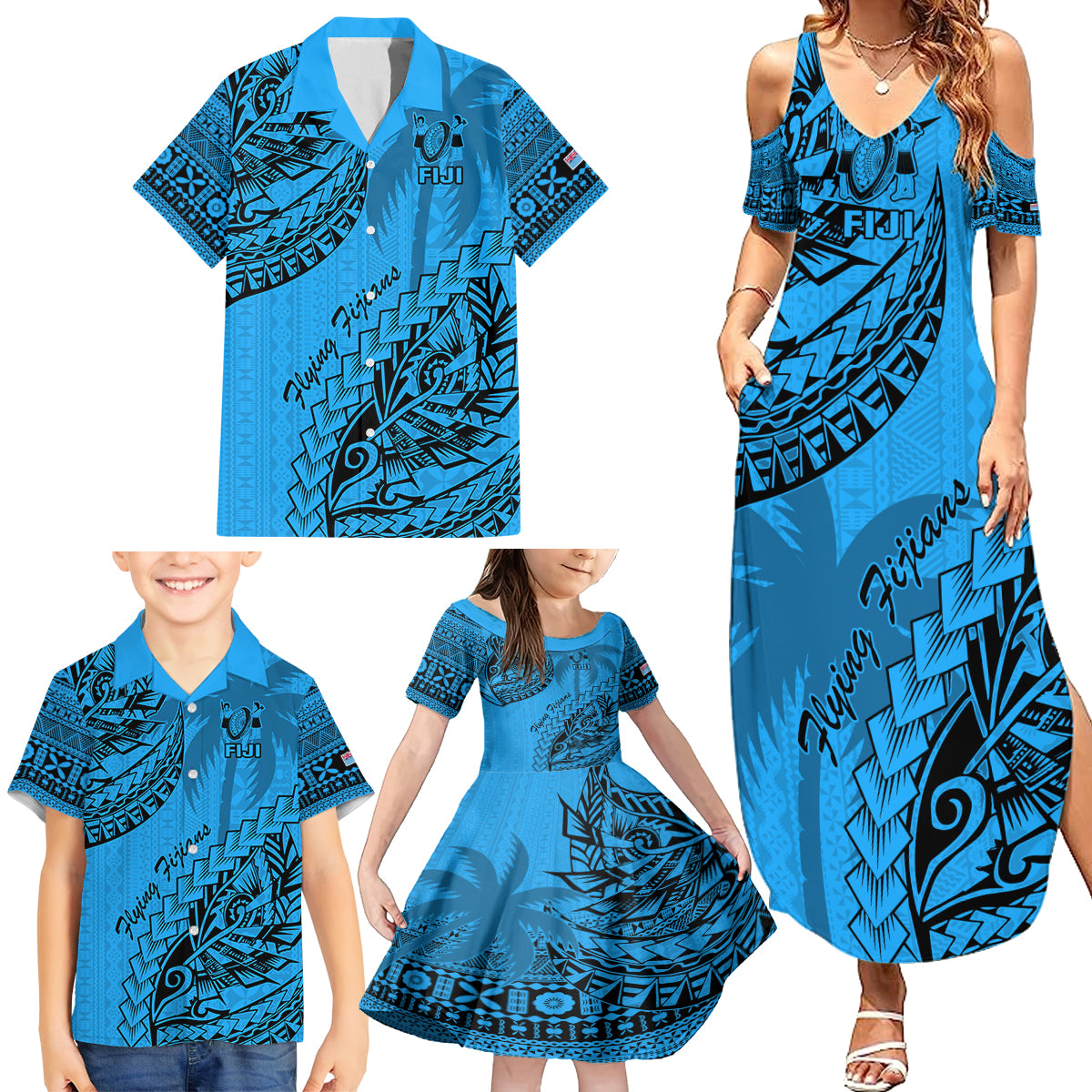 custom-fiji-rugby-family-matching-summer-maxi-dress-and-hawaiian-shirt-kaiviti-fijian-tribal-world-cup-blue-no1