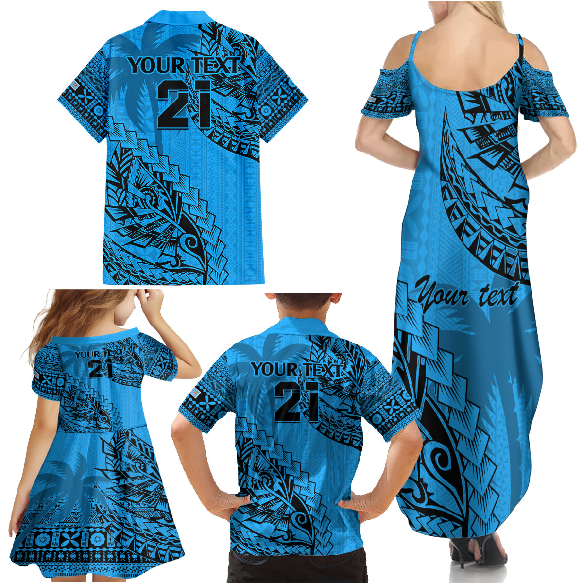 custom-fiji-rugby-family-matching-summer-maxi-dress-and-hawaiian-shirt-kaiviti-fijian-tribal-world-cup-blue-no1