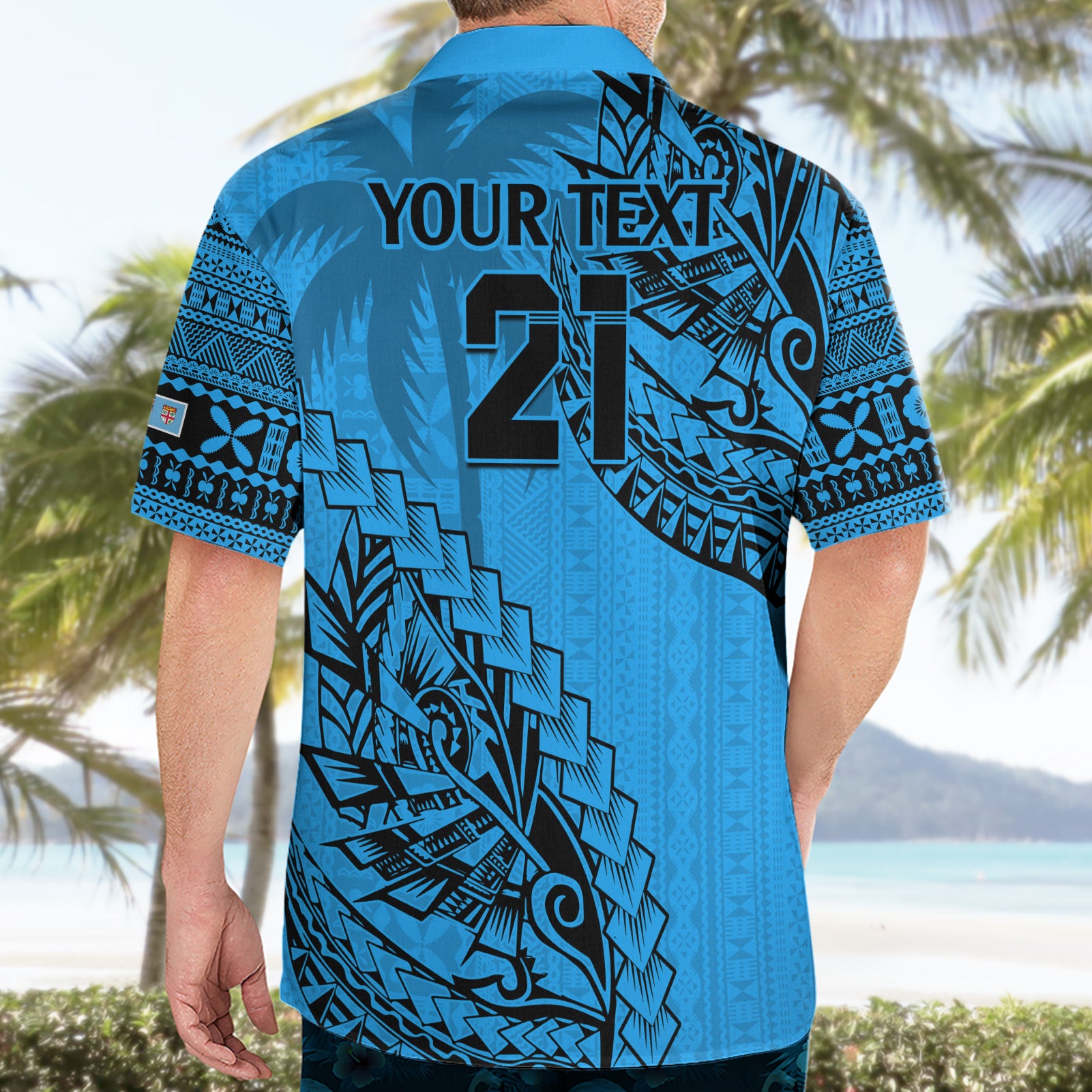 Custom Fiji Rugby Hawaiian Shirt Kaiviti Fijian Tribal World Cup Blue No1 - Vibe Hoodie Shop