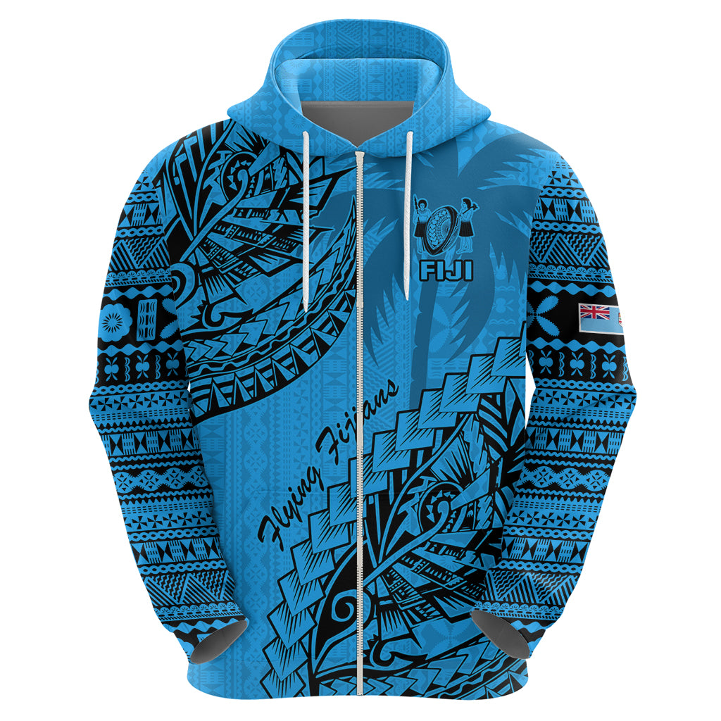 Custom Fiji Rugby Hoodie Kaiviti Fijian Tribal World Cup Blue No1 LT9 - Vibe Hoodie Shop