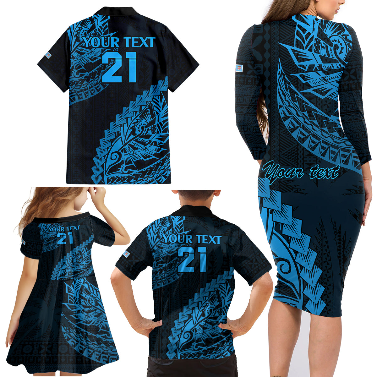 custom-fiji-rugby-family-matching-long-sleeve-bodycon-dress-and-hawaiian-shirt-kaiviti-fijian-tribal-world-cup-blue-no2