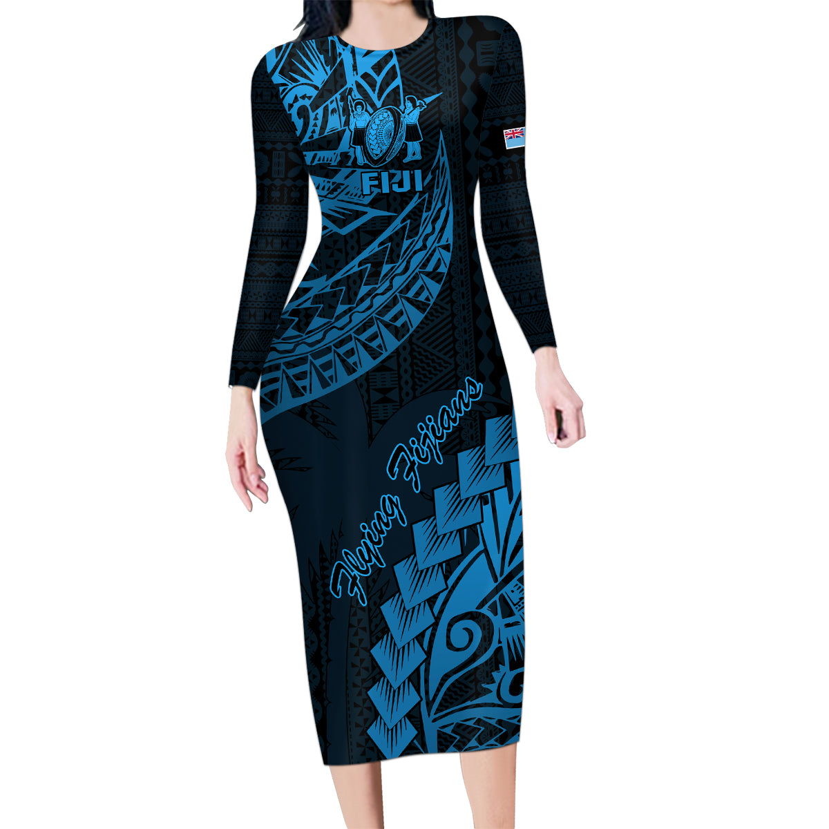 custom-fiji-rugby-family-matching-long-sleeve-bodycon-dress-and-hawaiian-shirt-kaiviti-fijian-tribal-world-cup-blue-no2