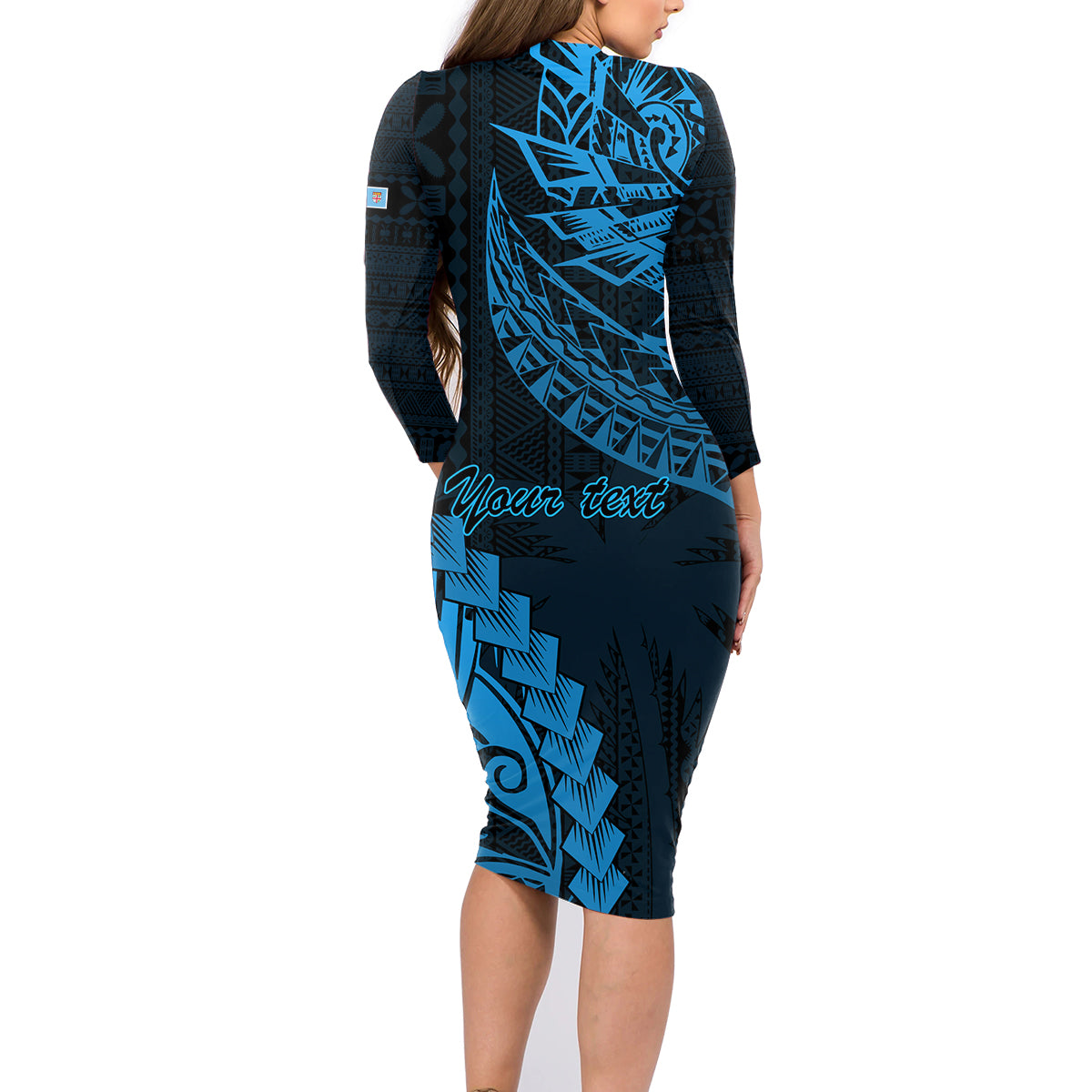 custom-fiji-rugby-family-matching-long-sleeve-bodycon-dress-and-hawaiian-shirt-kaiviti-fijian-tribal-world-cup-blue-no2